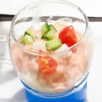 大門そうめんと豆腐のサラダ明太子ドレッシング
