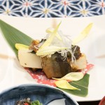 さんまの長いも巻き バジル味噌かけ
