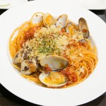 岡山名物さわらとあさりのトマトソースパスタ